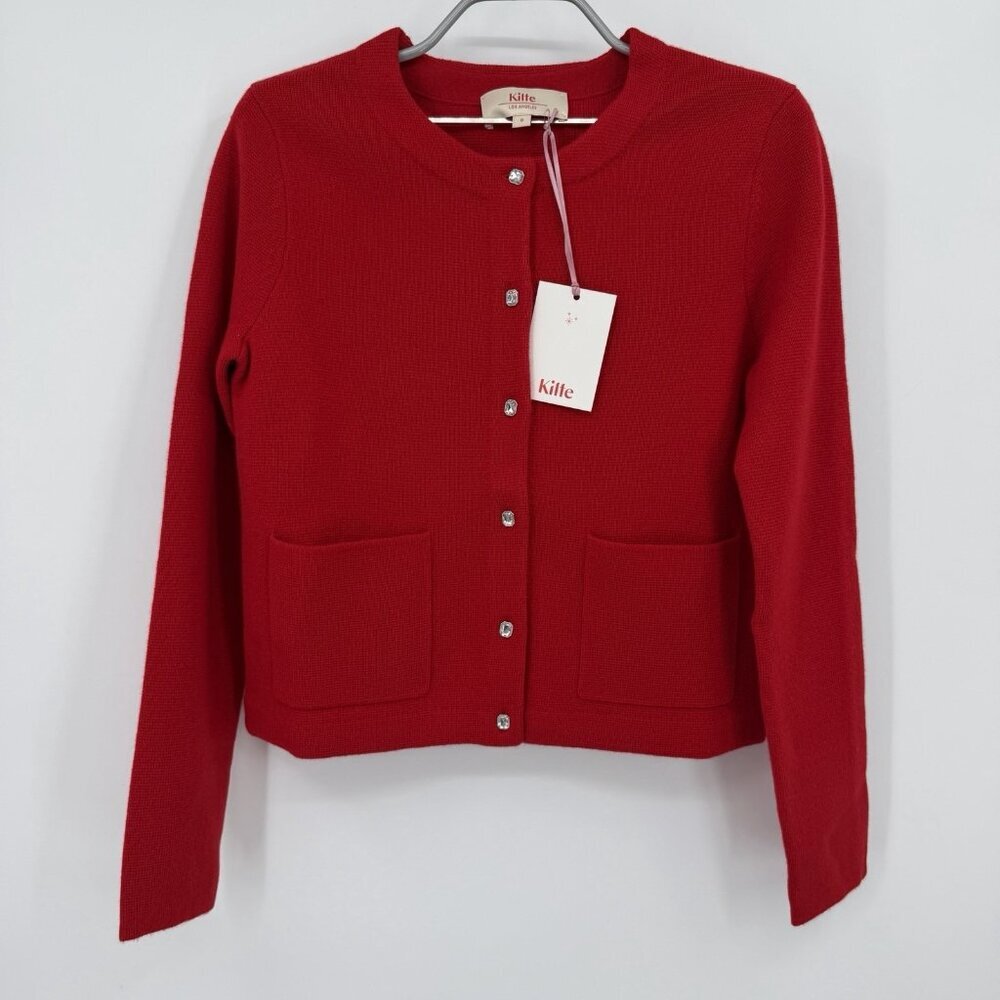 Kilte Collection The Leanne Jacket in Scarlet Red 0 XS Cashmere Cardigan Sweater